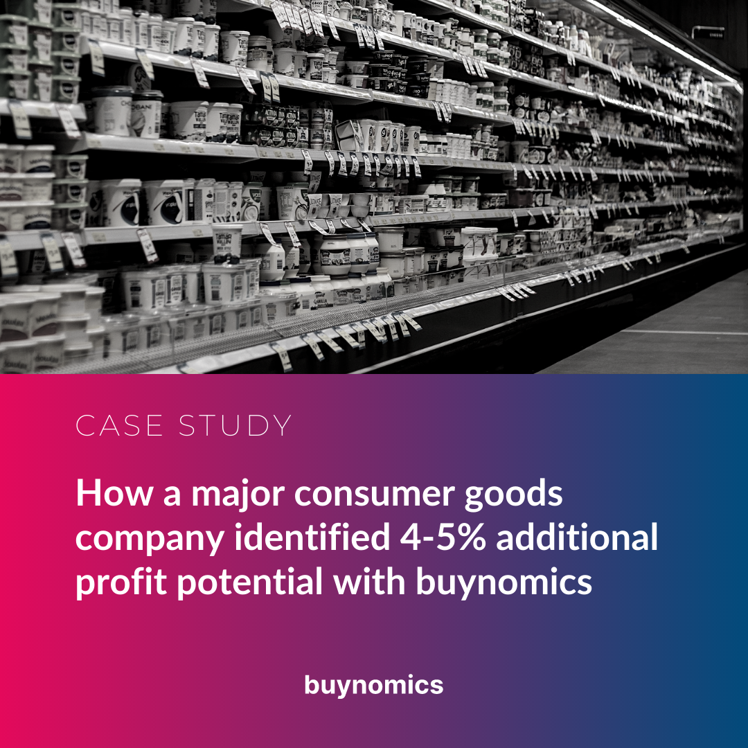 Case Study - How a major consumer goods company identified 4-5% additional profit potential with buynomics Case Study - How a major consumer goods company identified 4-5% additional profit potential with buynomics