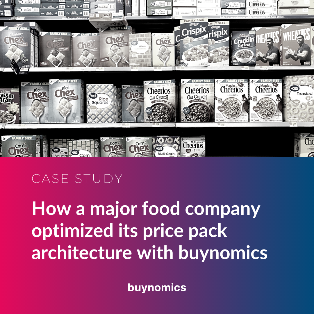 Case Study - How a major food company optimized its price pack architecture with buynomics Case Study - How a major food company optimized its price pack architecture with buynomics